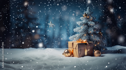 christmas background,gift box,christmas ball on tree © ausmile