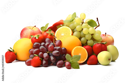 Fruits Composition Beautiful Fresh Fruits Isolated On a Transparent Background, Generative AI