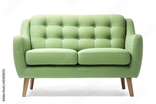 Green Sofa With Wooden Legs Isolated On a Transparent Background, Generative AI © mizan