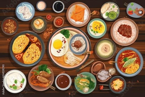 Contemporary illustration of Korean cuisine suitable for various purposes. Generative AI