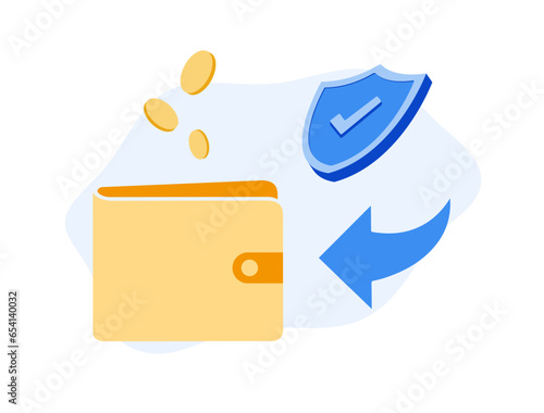 Safe Wallet For Receipts concept. Protect Money with Secure Digital Wallet Vector illustration isolated on white background