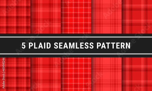 Red Set Tartan Seamless Pattern Checked Plaid Dark Soft Color 