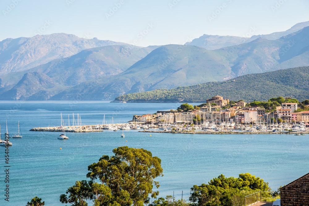 View at the Bay of Saint-Florent town in Corsica -France