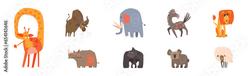 Funny Animal and Comic Creature Character Vector Set