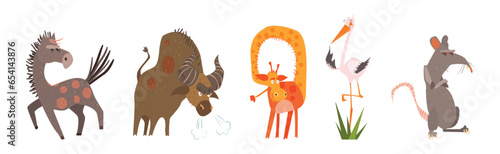 Funny Animal and Comic Creature Character Vector Set