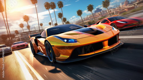 High-speed racing on a challenging track.