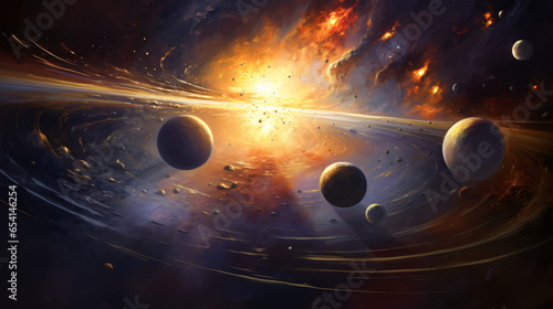  A painting of the solar system with its planets