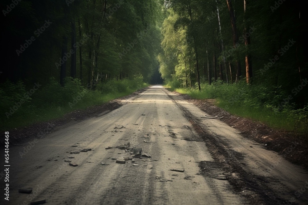 A roadway. Generative AI - obrazy, fototapety, plakaty 