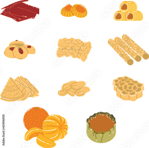 set of chinese new year snack vector