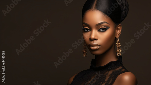 Graceful Black Model posing for photoshoot with enchanting elegance
