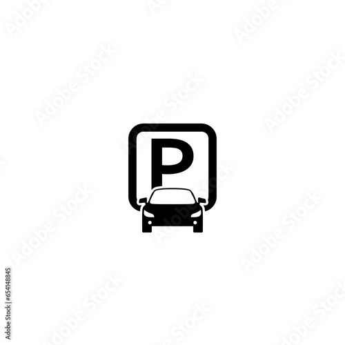Vehicle and parking sign isolated on white background. Car parking sign © sljubisa