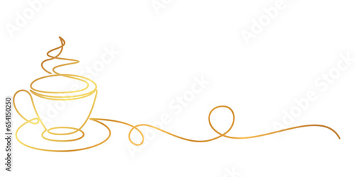 cup of tea, golden line art style vector eps 10