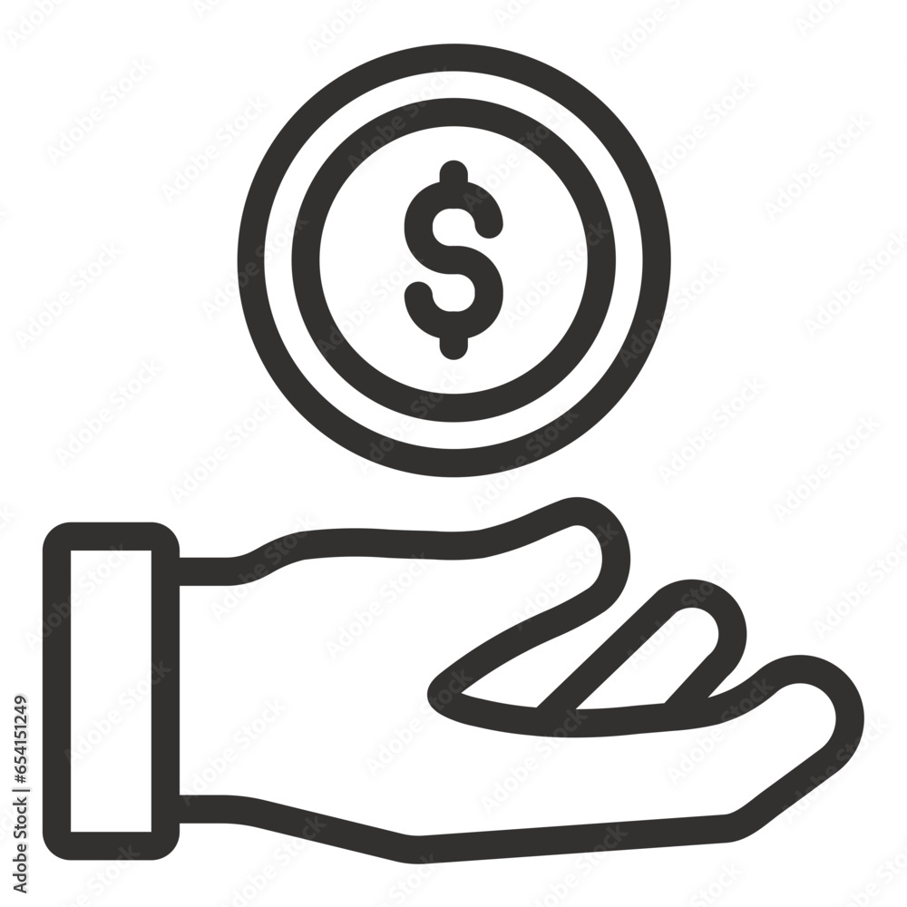 Commission Outline Icon, Money Icons Collection, Commission silhouette.
