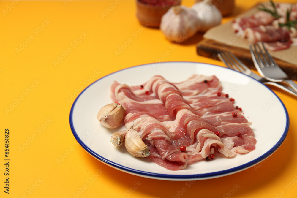 Meat food and tasty food concept - delicious bacon Meat food and tasty food concept - delicious bacon