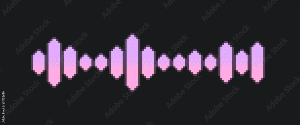 Abstract Pixel Art Pink Gradient Bold Wave line Visualizer Illustration