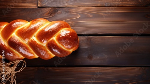 Homemade Challah bread, Jewish cuisine. Challah for Hanukkah photo