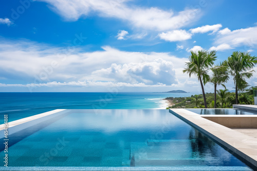 Luxurious infinity pool providing a serene view of a tranquil ocean  © fotogurmespb