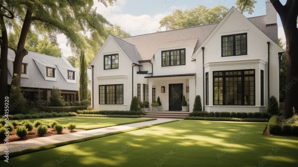 Design an exterior home with white painted brick.