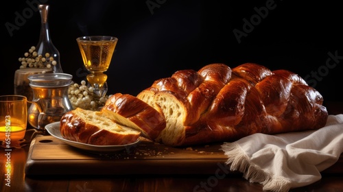 Homemade Challah bread, Jewish cuisine. Challah for Hanukkah