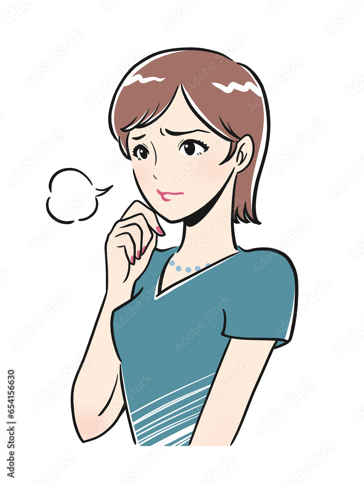 ため息交じりで悩む上品な若い女性