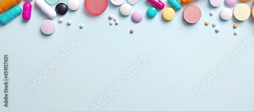 Pharmaceutical treatments isolated pastel background Copy space