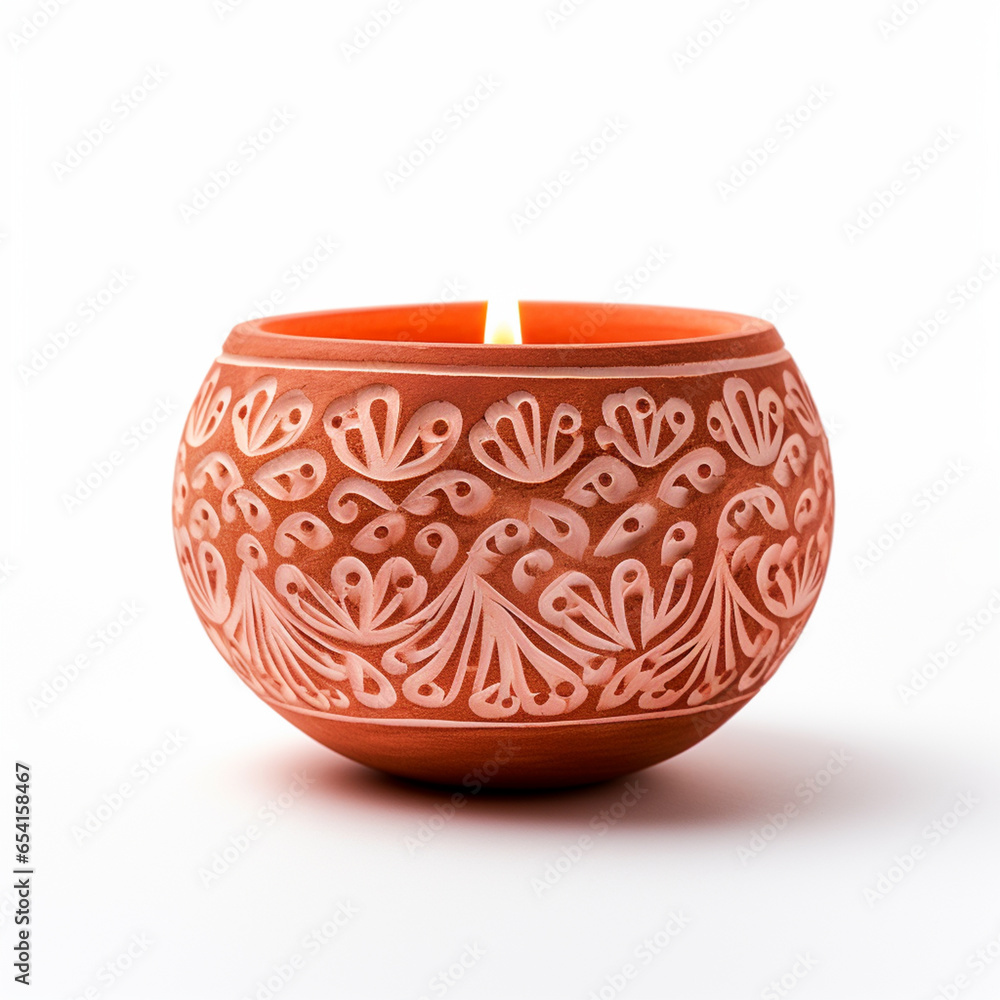 Beautiful Diya on isolated white background - ai generative Beautiful Diya on isolated white background - ai generative