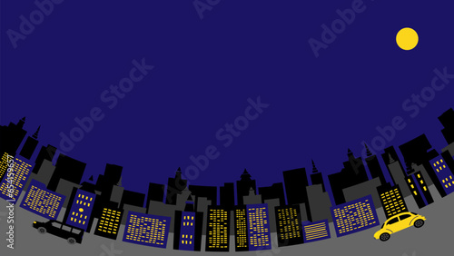 夜のビル群の背景ベクターイラスト