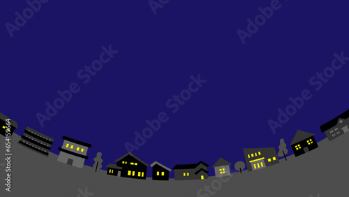 夜の住宅街のイラスト