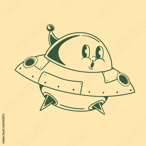 Vintage character design of a UFO