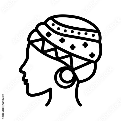 Canvas Print Black line icon for African queen