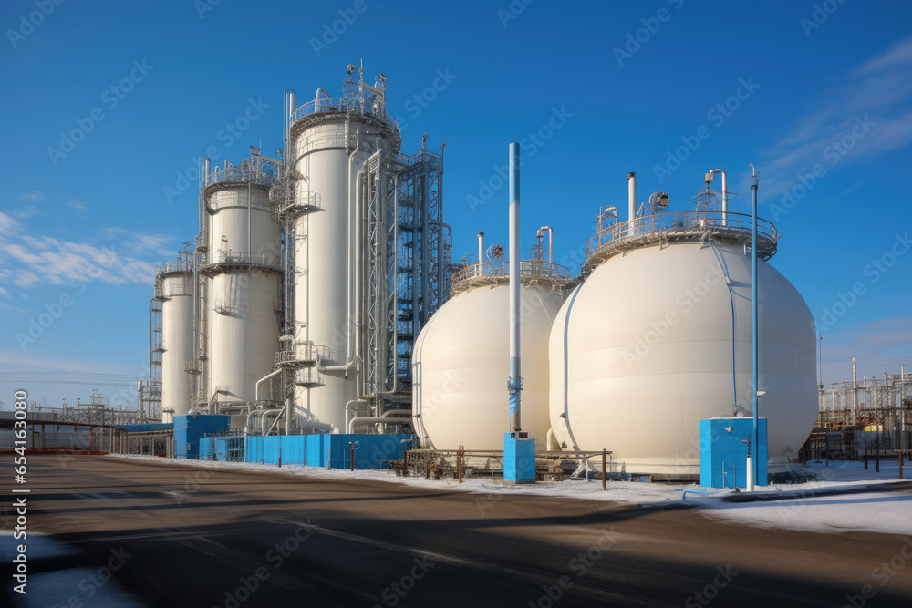 Aerial view of Petrochemical industry refinery in the morning background. Energy Industrial plant oil station, manufacturing for fuel and energy, furnace factory line. Aerial view of Petrochemical industry refinery in the morning background. Energy Industrial plant oil station, manufacturing for fuel and energy, furnace factory line.