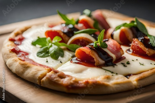 pizza with salami and tomatoes