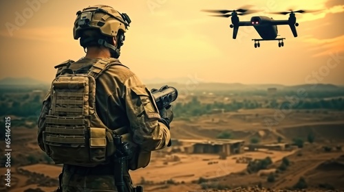 Military using Drone for Scouting During Operation Military.