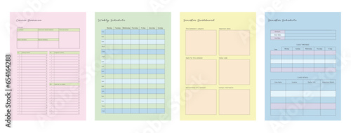 (Pastel) Semester Planner, course overview, weekly schedule planner. 