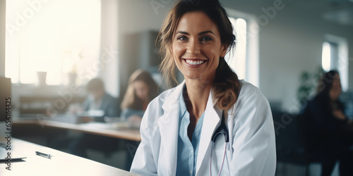 medic student young woman sitting in classroom smiling concept of medical education dentistry cosmetologist health care professional knowledge development in seminar lecture training university school