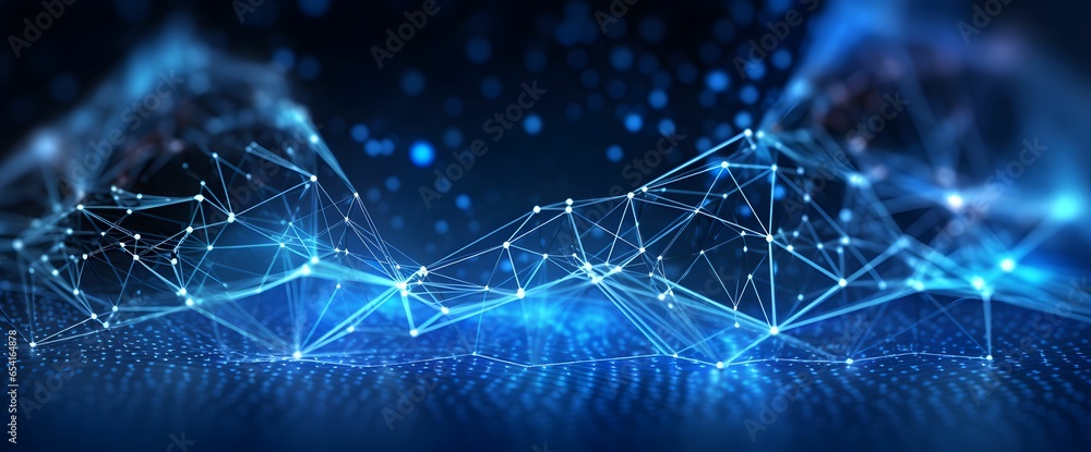 Science and Technology Background with Blue Wireframe