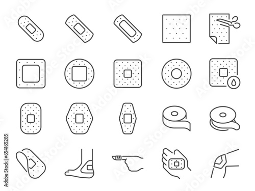 Bandage icon set. It included Adhesive plaster, medical, plaster, medicine, and more icons. Editable Vector Stroke.