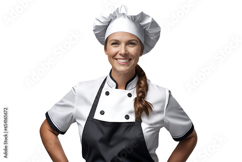Portrait of a female chef isolated on transparent background