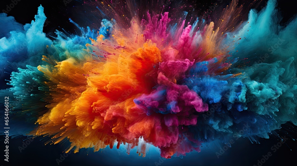 explosion of colored powder - obrazy, fototapety, plakaty 