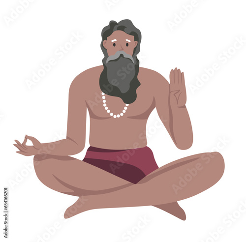 Male character practicing meditation exercise