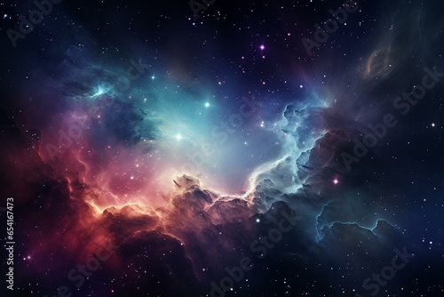 Vivid space formations with nebulas, galaxies, and stars from NASA. Generative AI