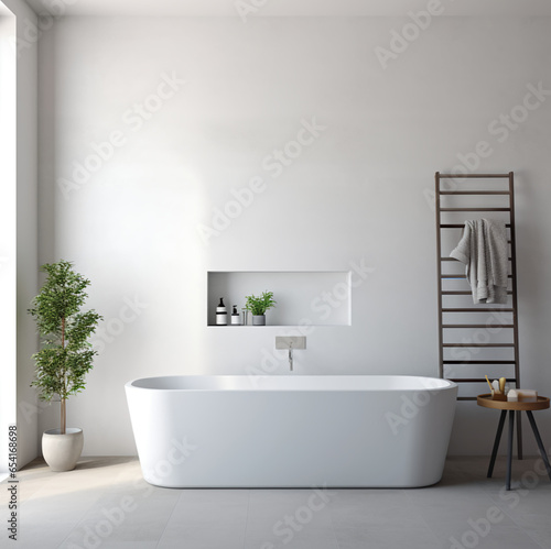bathroom white wall  for insert products  plain wall  side angle
