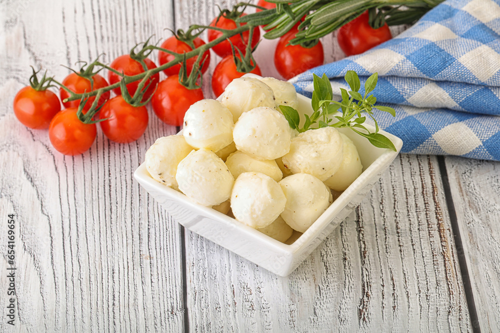 Mozzarella cheese balls in the bowl Mozzarella cheese balls in the bowl