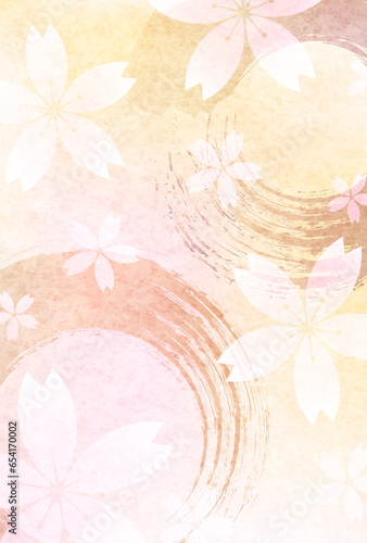 桜 和紙 年賀状 背景
