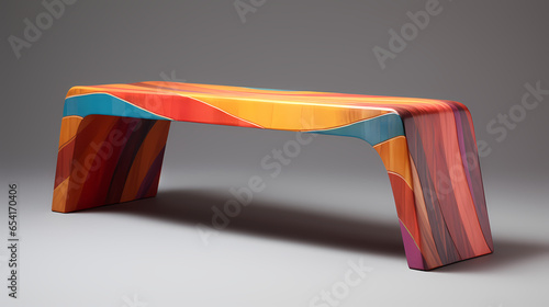 Chic Wooden Bench with Colorful Finish - LGBT design