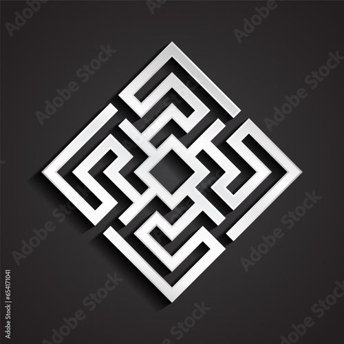 3d silver geometric linear shape square logo design