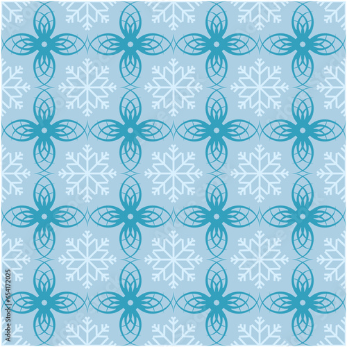 vector pattern seamless of ornaments formed from a collection of curved lines and straight lines resembling snow ornaments