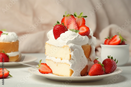 Angel food cake with whipped cream