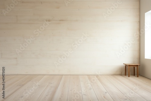 Muji style  Empty wooden room  Cleaning japandi room interior.