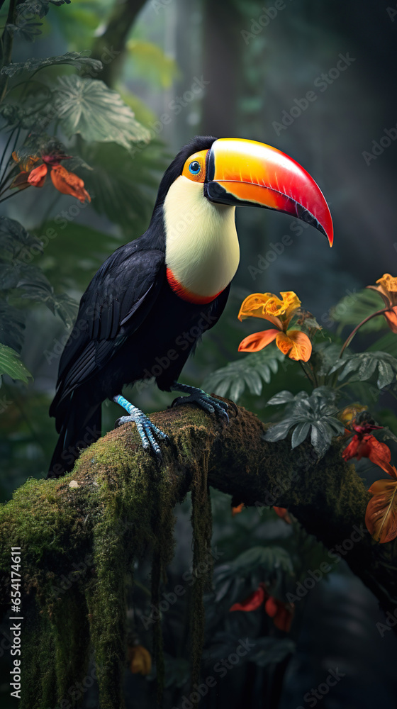 Fototapeta premium Toucans is the most beautiful birds in the world, ranked number 4 in natural beauty.